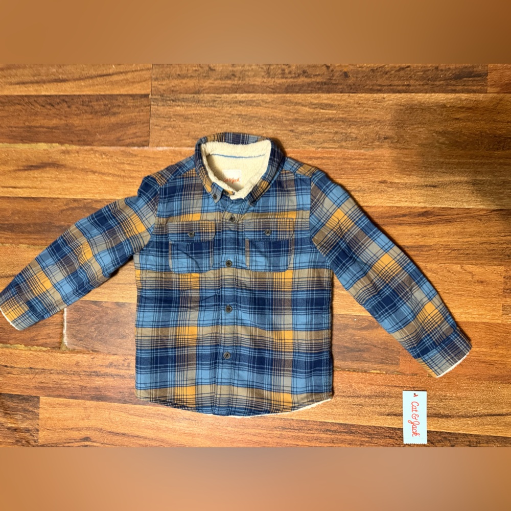 Cat & Jack Blue and Yellow Plaid Button Down Shirt